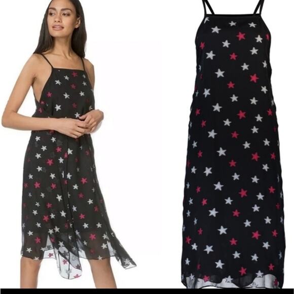 Rag & Bone Sonny Black Silk Chiffon Star-Print Dress - Picture 1 of 12